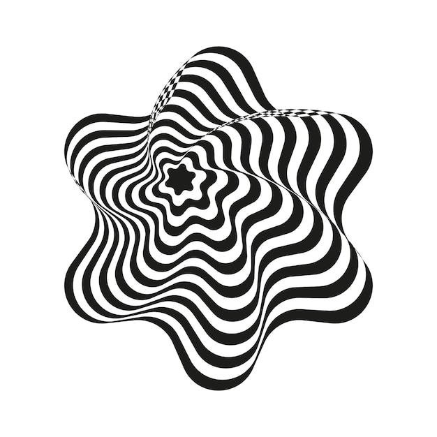 Warped star shape Ripple illusion design Wavy optical vector Bold contrast pattern