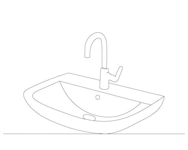 washbasin drawing in one continuous line isolated vector