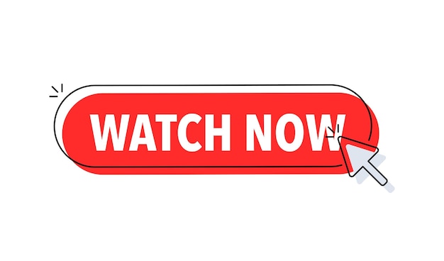 Watch now button with cursor Pointer click Vector web button