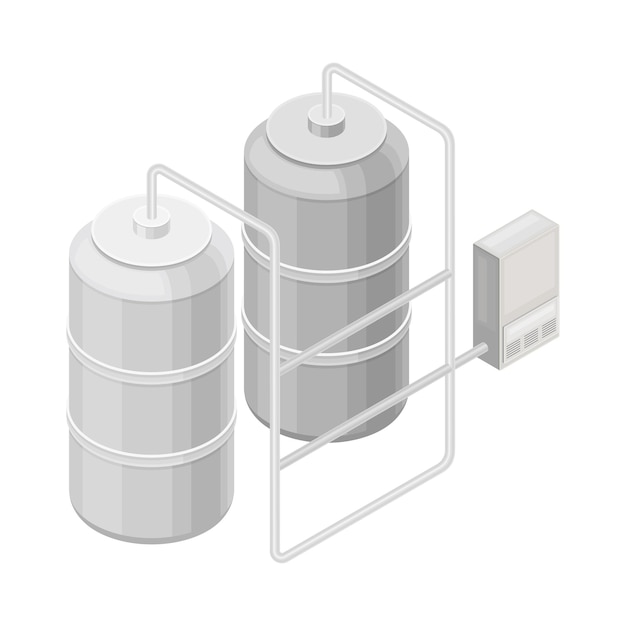 Water Purification Process with Filtration and Distillation in Cylindrical Tank Isometric Vector Illustration