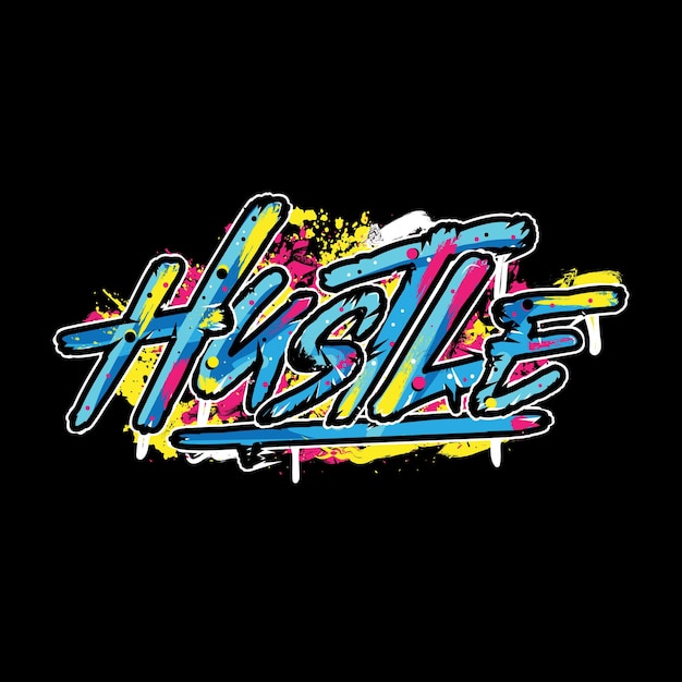 Watercolor hustle t shirt design hustle typography