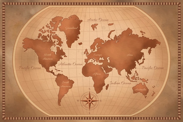 watercolor old world map illustration