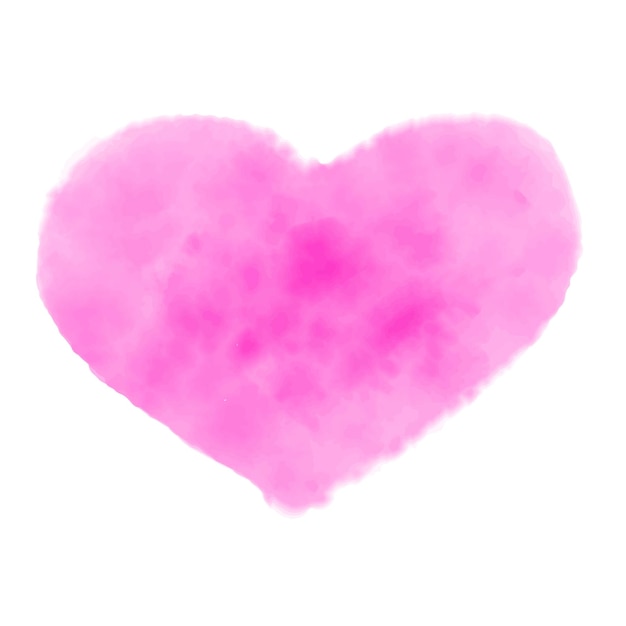 Watercolor painted pink heart on white background vector