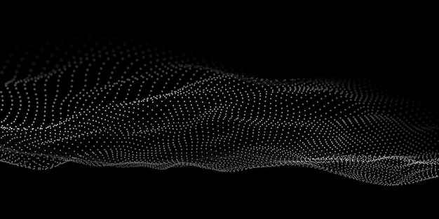 Wave 3d Abstract wave dots in dark background Big data
