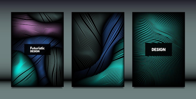 Wave covers set abstract fluid wallpapers