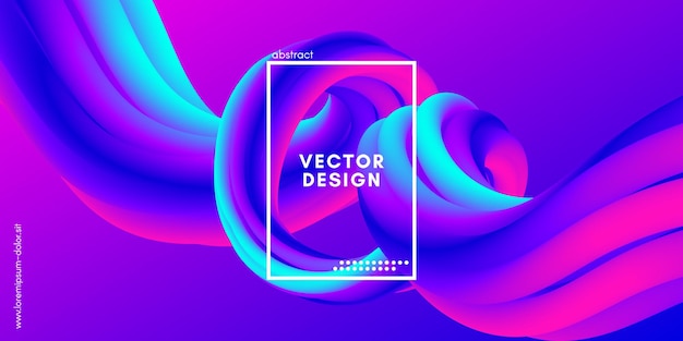 wave gradient poster with 3d fluid shape