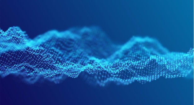 wave of blue particles abstract technology flow background future vector illustration