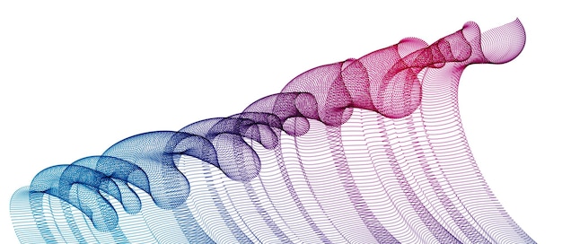 Wave of flowing particles modern relaxing illustration, transparent tulle textile on wind. Round dots vector abstract background. Beautiful wave shaped array of blended points.