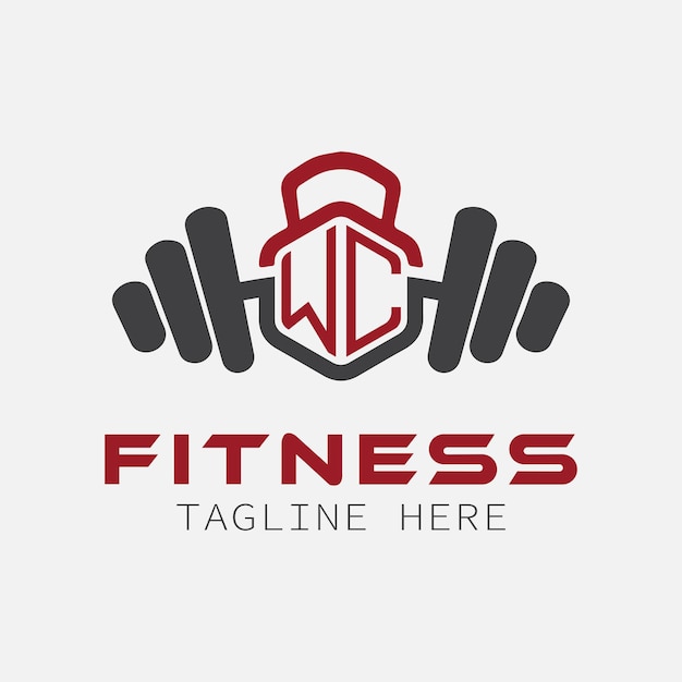 WC initial monogram for Fitness logo with Polygon style design