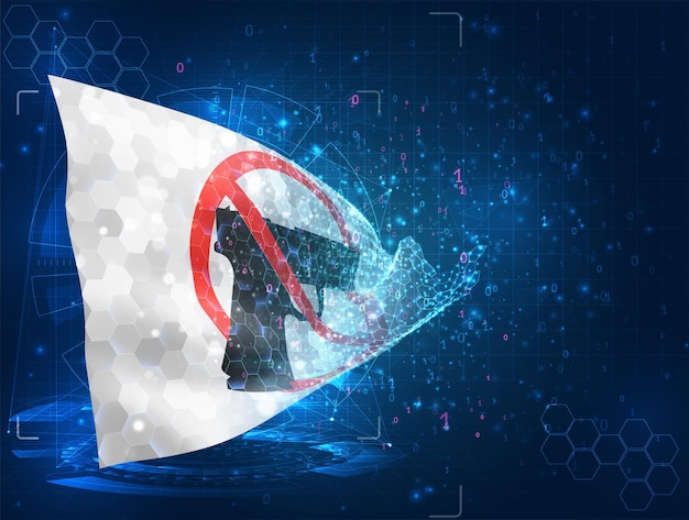 Weapon vector flag virtual abstract 3D object from triangular polygons on a blue background