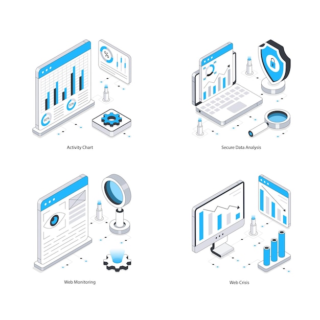 Web Analytics vector Isometric Illustration Eps 10 File Set 13