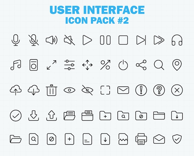 web and app user interface icons set vector ui thin outline line icon collection