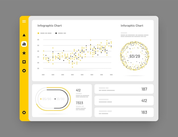 Web app dashboard ui and ux kit elements of infographics use in presentation templates mobile app
