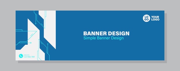 web banner design template with blue and white color