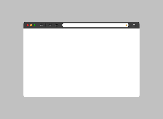 Web browser mockup in light modern flat design. Computer webpage. Vector graphics