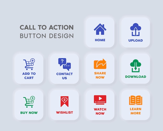 Web Button Design for CTA or Call to Action with Flat Design and Modern Style