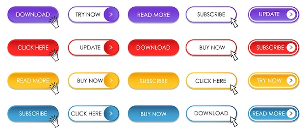 web buttons collection with shadow set of app buttons template in a flat design
