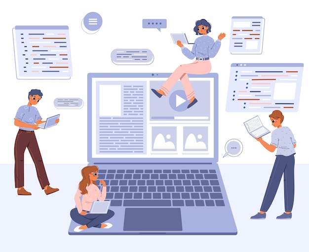 web content database management digital application and systems develop teens content publication cms development software manage snugly vector concept of database content digital illustration