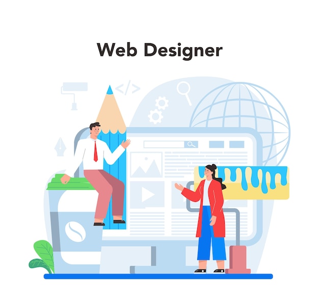 Web design concept Presenting content on web pages Website layout composition and color development Idea of computer technology Flat vector illustration