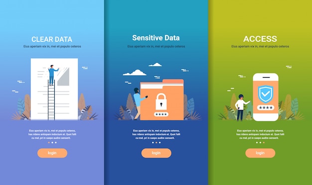 web design template set clear data sensitive data access concepts different business collection
