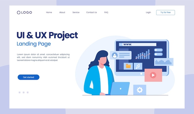 Web design ui ux and programmer with computer software development flat illustration vector