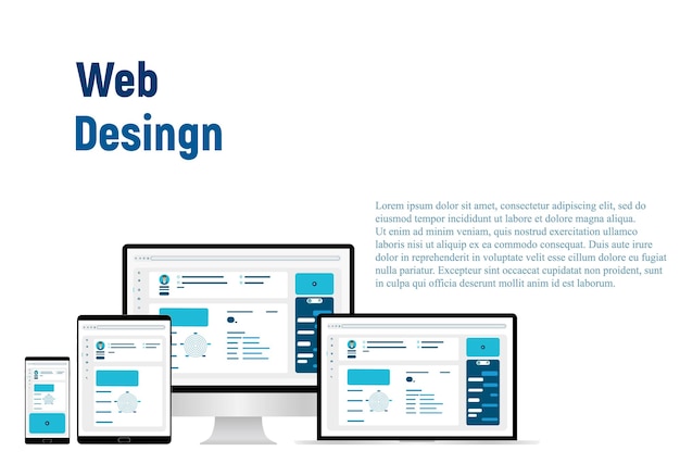 web design website template for monitor laptop tablet phone elements for mobile and web applications user interface ui and user experience ux content organization landing page banner