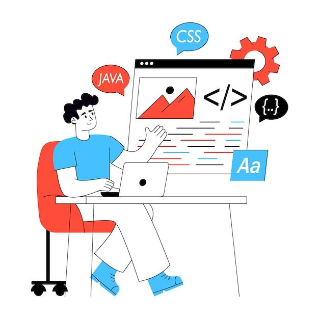 Web Developer Coding on Laptop with Programming Languages