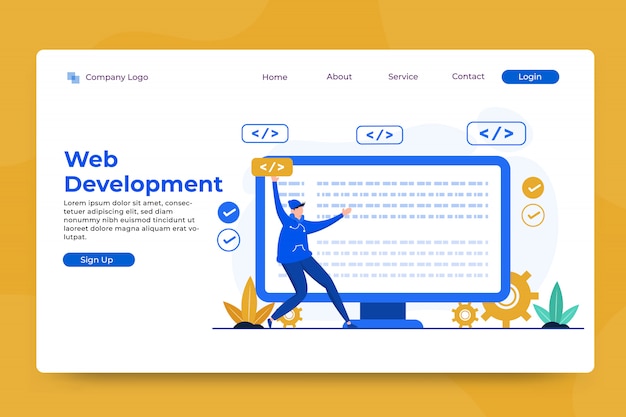 web development concept landing page template