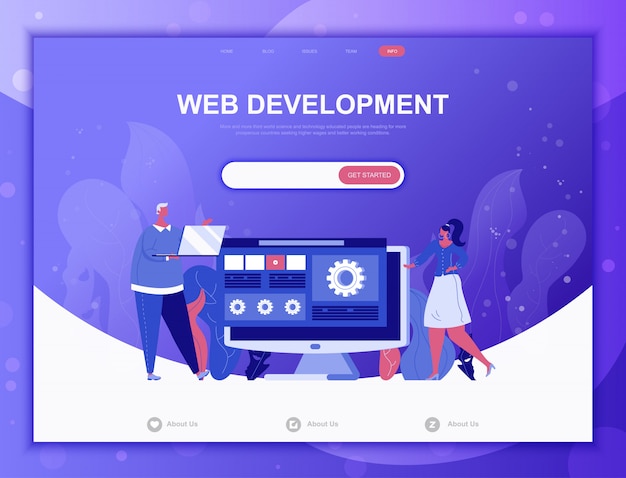 Web Development flat concept, landing page web template