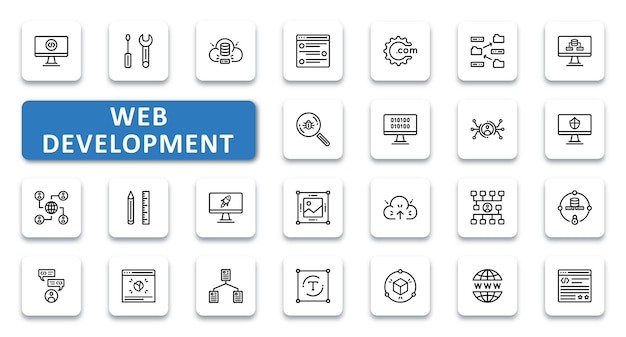 web development icon set vector illustration thin line outline icons