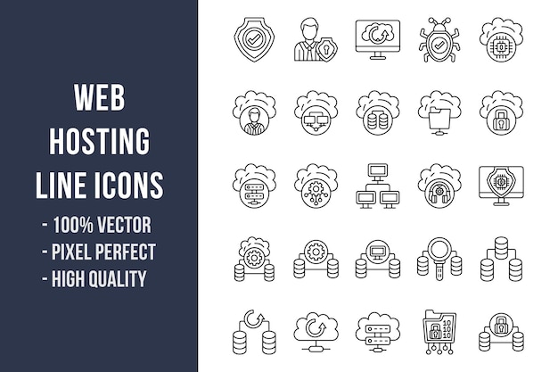 Web Hosting Line Icons