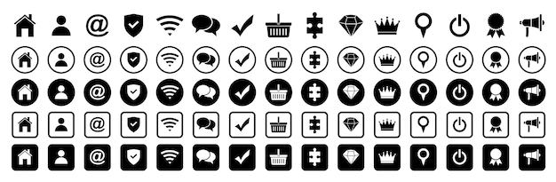 Web icon set Home location call email address globe chat message mail telephone information support search website icon Contact and web icons set Website set icon vector