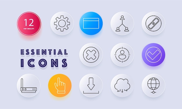 Web interface set icon Gear settings browser window hierarchy link global network download cloud computing user targeting access system administration