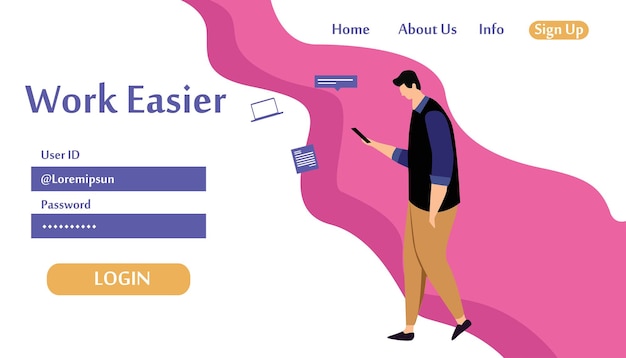 Web page design templates for Work Easier. Modern vector illustration concepts for website and mobile website development