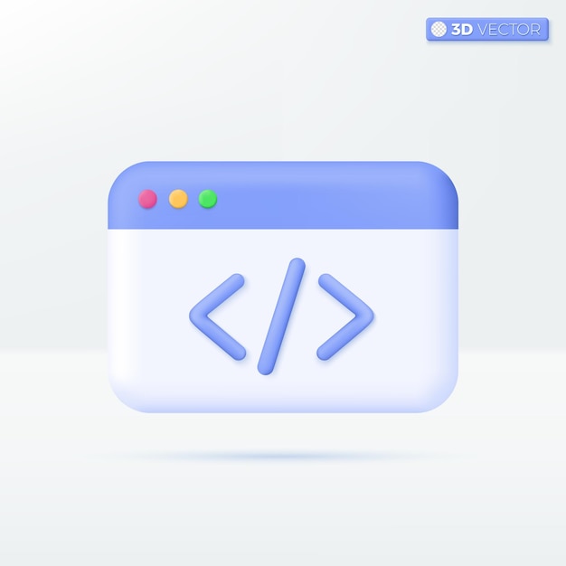 web page development icon symbols coding language programming software concept 3d vector isolated illustration design cartoon pastel minimal style you can used for mobile app ux ui print ad