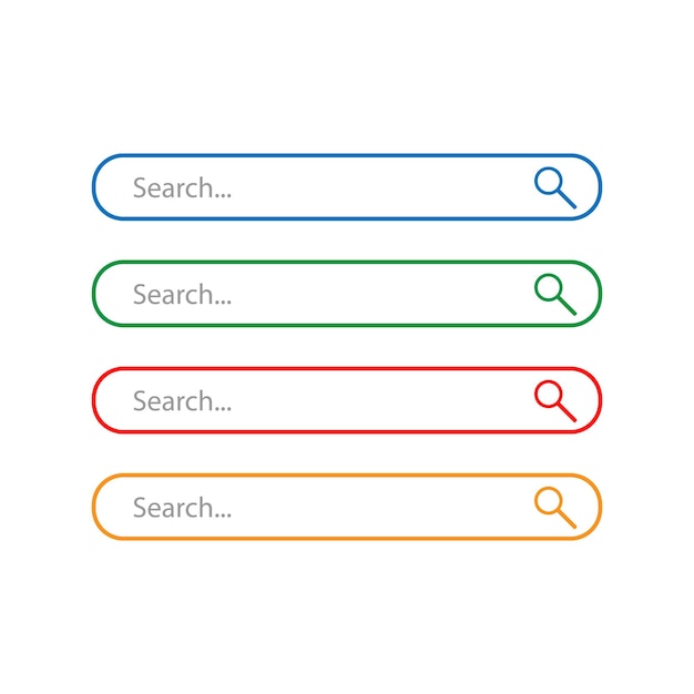 Web search form and button with loupe sign. Variations colors rounded rectangle image
