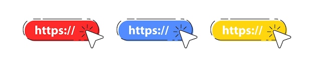 Website address https Web browser on internet Network address connection Search bar button Vector illustration