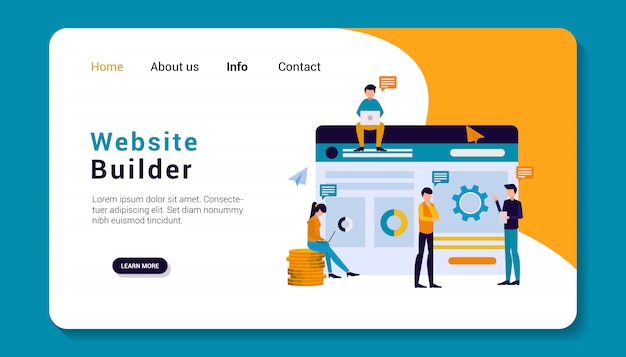 website builder landing page template, flat design