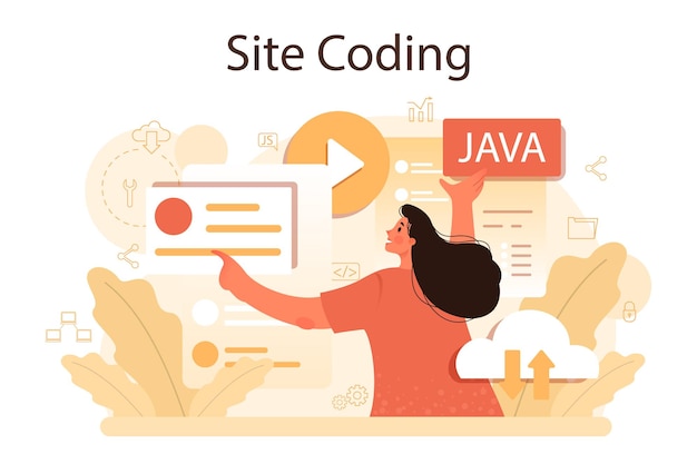Website development Building and development process Web page programming and codding Digital specialist Isolated flat illustration
