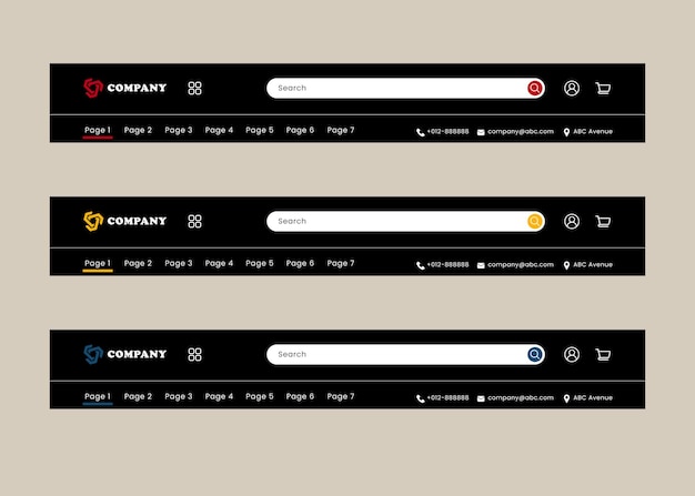 Website header, modern and minimalist ui ux concept. Website  header design in vector format.