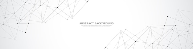Website header or banner design with abstract polygonal background and connecting dots and lines