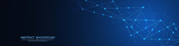 Website header or banner design with abstract polygonal background and connecting dots and lines
