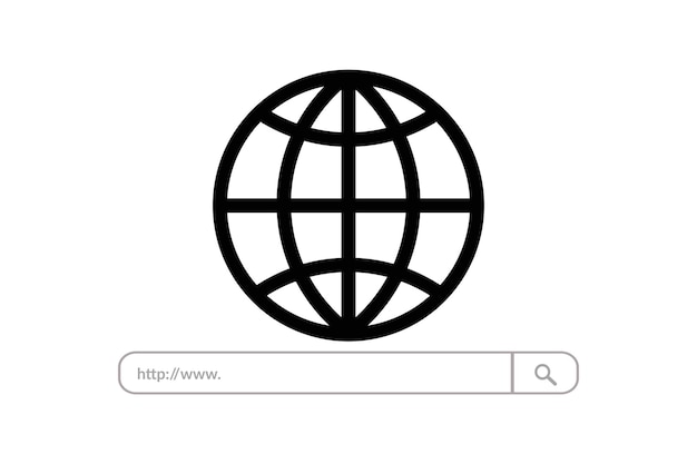 website interface element with web icon and push button Vector illustration