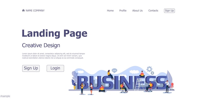 Website landing page business concept design concept Vector