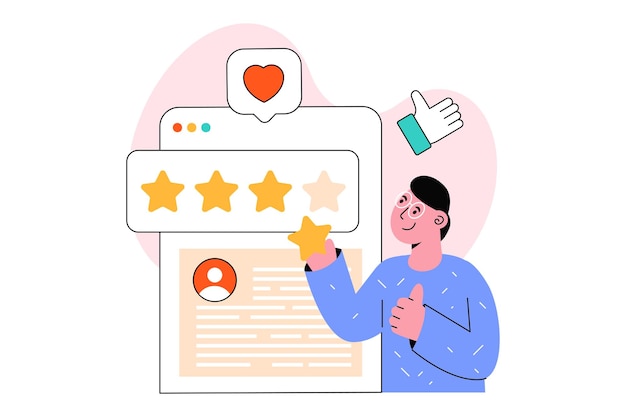 Website Review Flat Style Design Vector illustration. Stock illustration