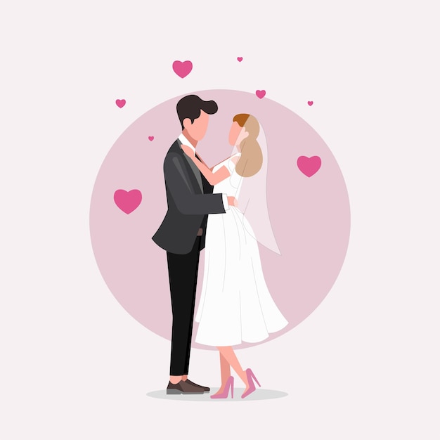 wedding married couple illustration design element flat icon