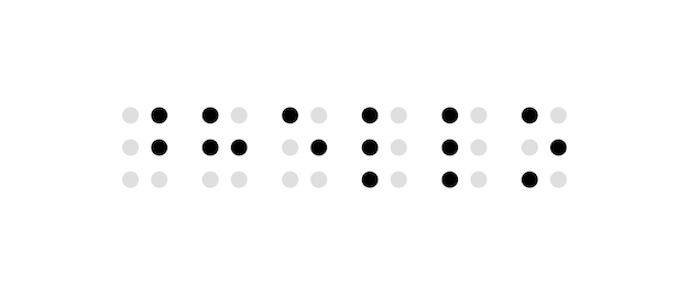 Welcome speech in Braille The word hello