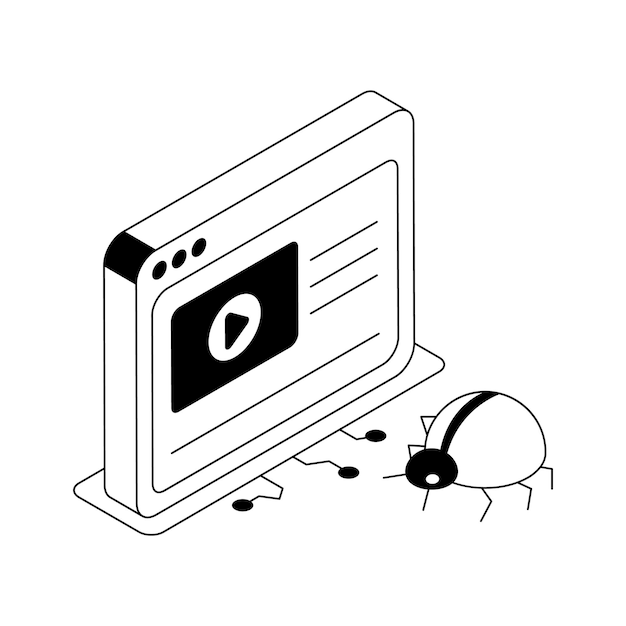 Well crafted isometric icon showing website bug in action