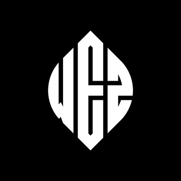 WEZ circle letter logo design with circle and ellipse shape WEZ ellipse letters with typographic style The three initials form a circle logo WEZ Circle Emblem Abstract Monogram Letter Mark Vector