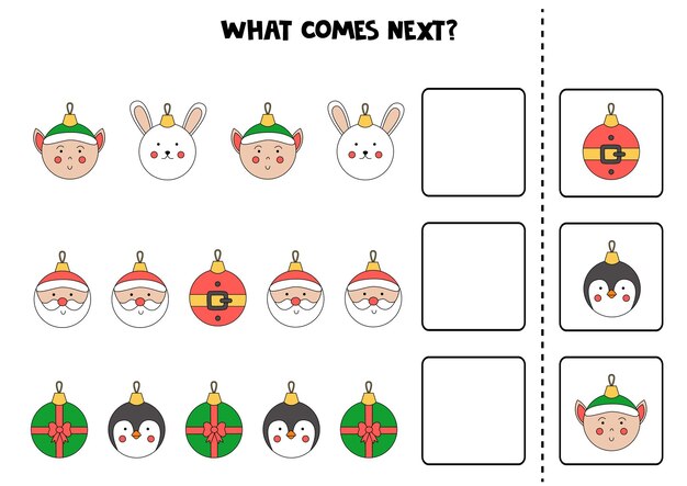 What comes next game with cute Christmas baubles.